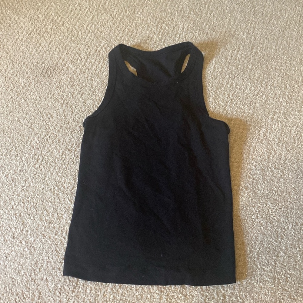 Black high neck size 4 hip length align tank